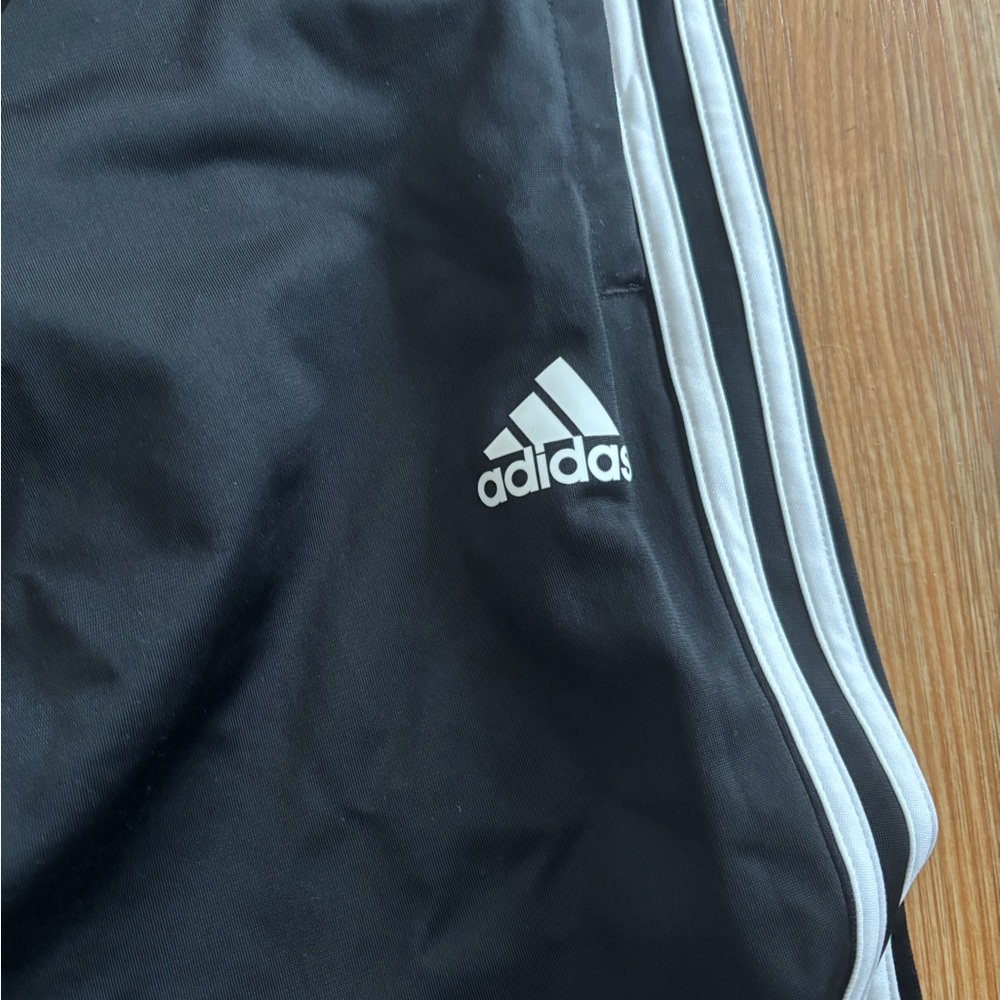 Adidas Mens Black Joggers with White Stripes NWT - Picture 3 of 3